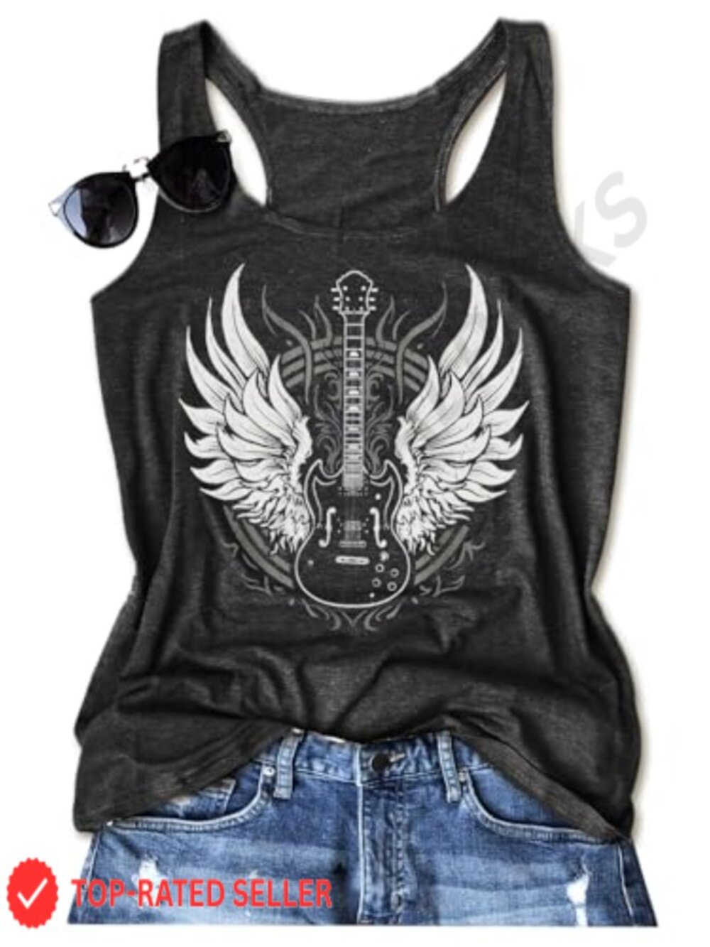Women's Graphic Guitar Tank Top Racerback Summer Concert Racer Back